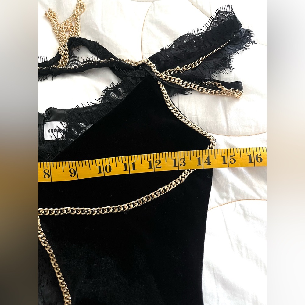 Christian Cowan Velvet Lace & Chains Mini Dress - Picture 9 of 15